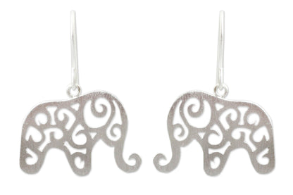 Elephant Arabesque Handcrafted Sterling Silver Thai Elephant Earrings