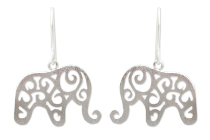 Elephant Arabesque Handcrafted Sterling Silver Thai Elephant Earrings