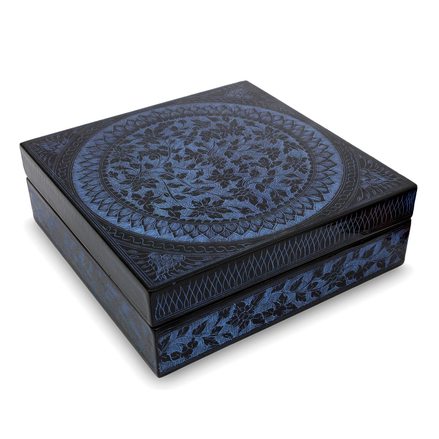 Floral Thai Handcrafted Lacquered Wood Decorative Box