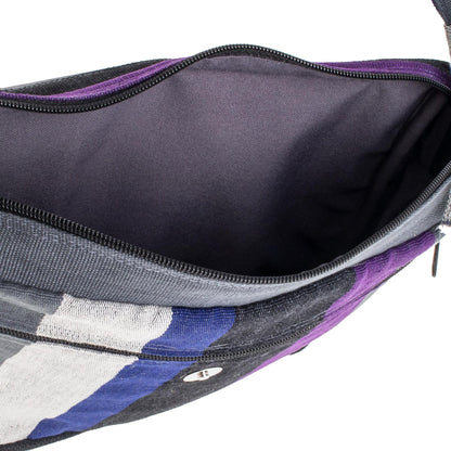 Luscious Gray Handcrafted Cotton Messenger Bag Lined