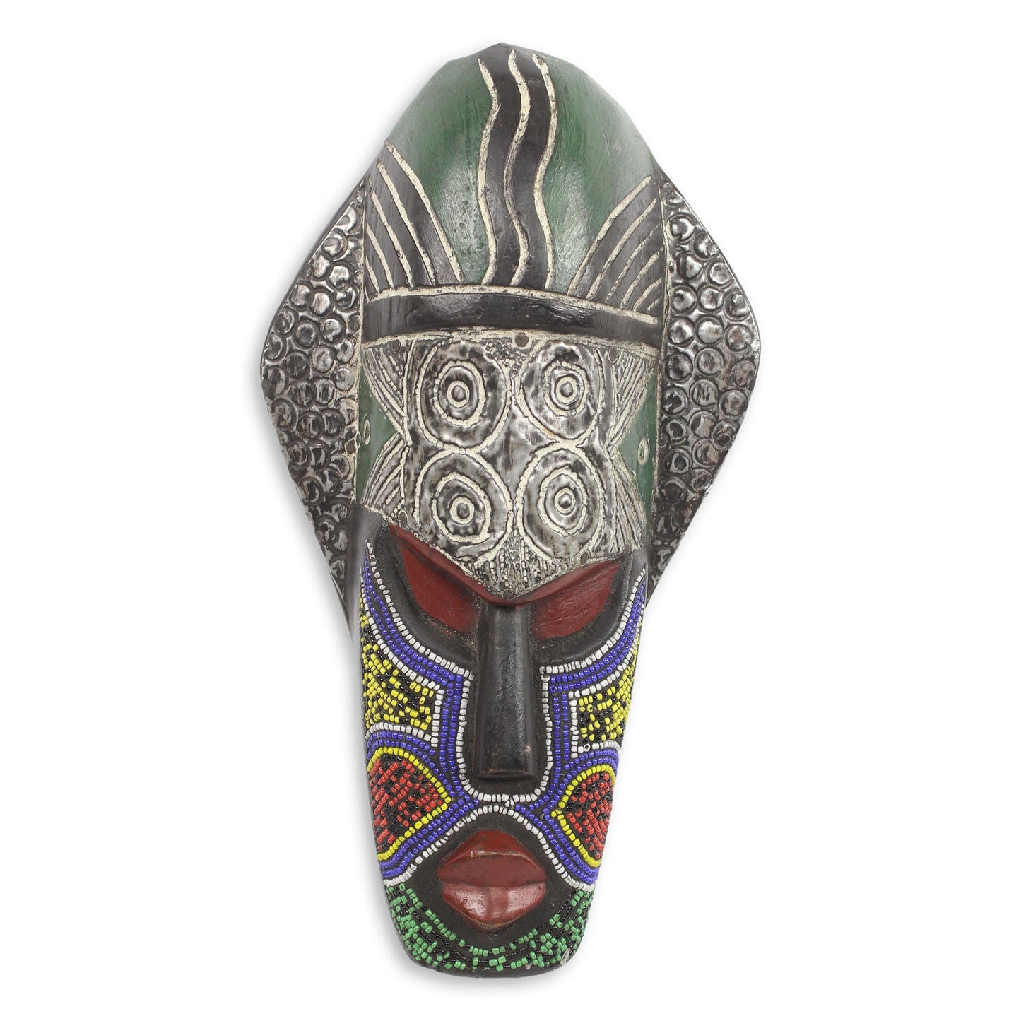 Landa Tribal Chief African Mask Beaded Wood