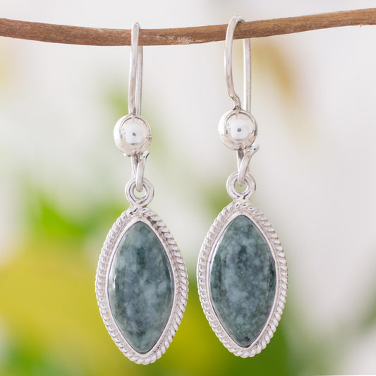 Green Gaze Artisan Crafted Silver and Dark Jade Earrings