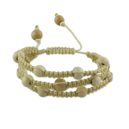 Peaceful Spirit Fair Trade Macrame Wood Bead Shambhala-style Bracelet