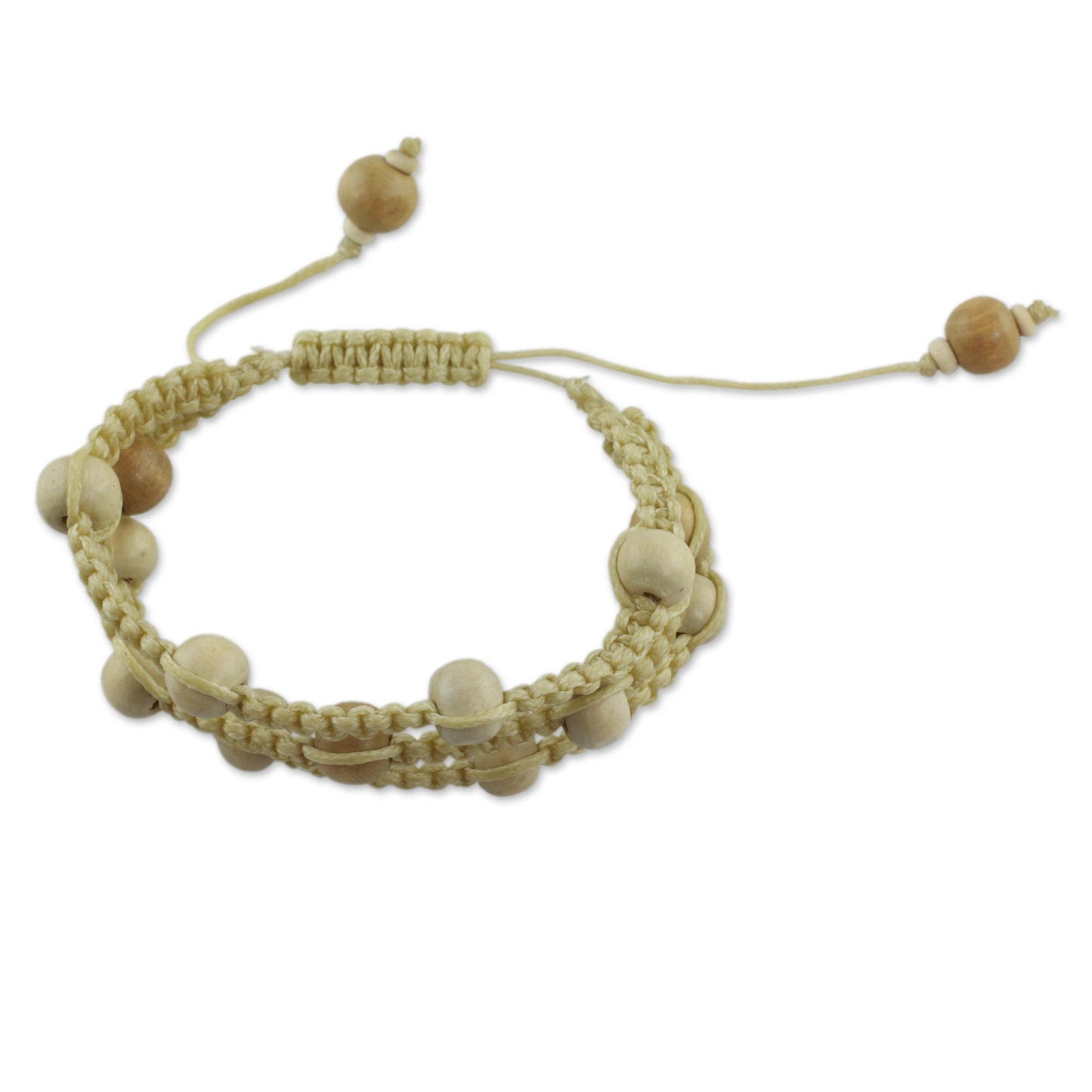 Peaceful Spirit Fair Trade Macrame Wood Bead Shambhala-style Bracelet