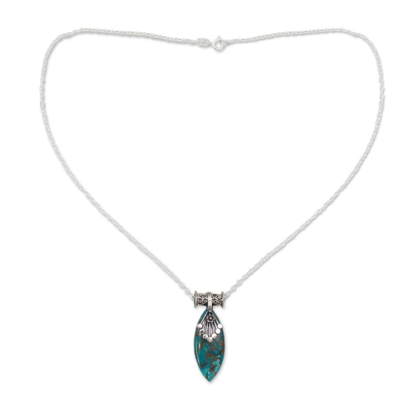 Jaipur Legacy Sterling Silver Necklace with Turquoise Color Gem