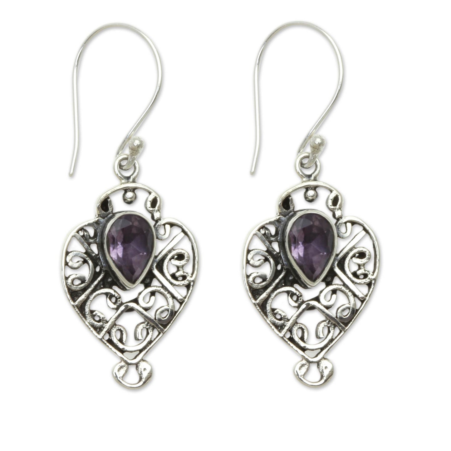 Hibiscus Dew Earrings Handcrafted in Sterling Silver and Amethyst