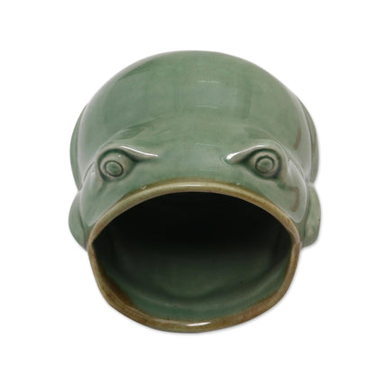 Opera Frog Handcrafted Frog Shaped Glazed Ceramic Salt Cellar