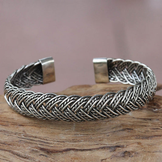 In Braids Balinese Braided Sterling Silver Cuff Bracelet