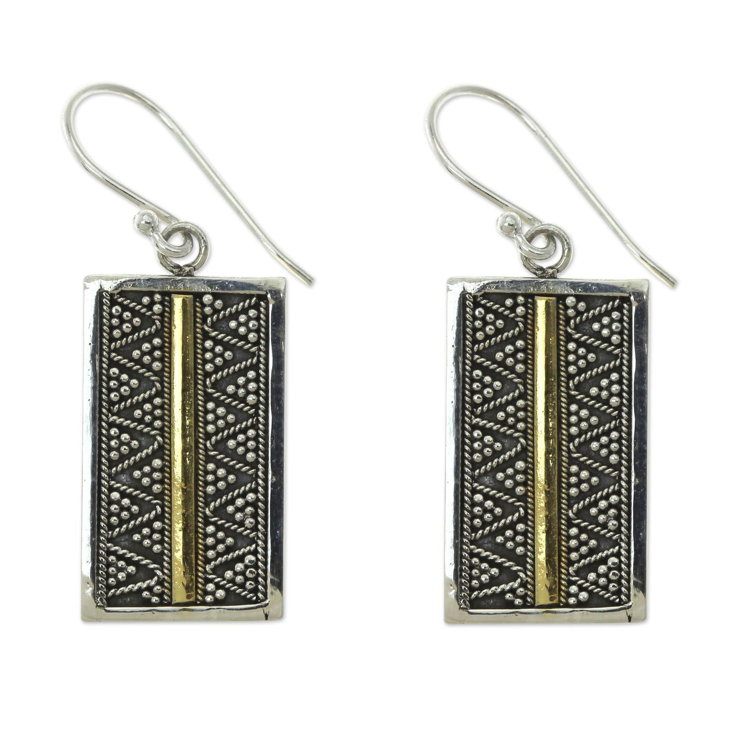 Temple Gate Fair Trade Silver Earrings with 18k Gold Accents