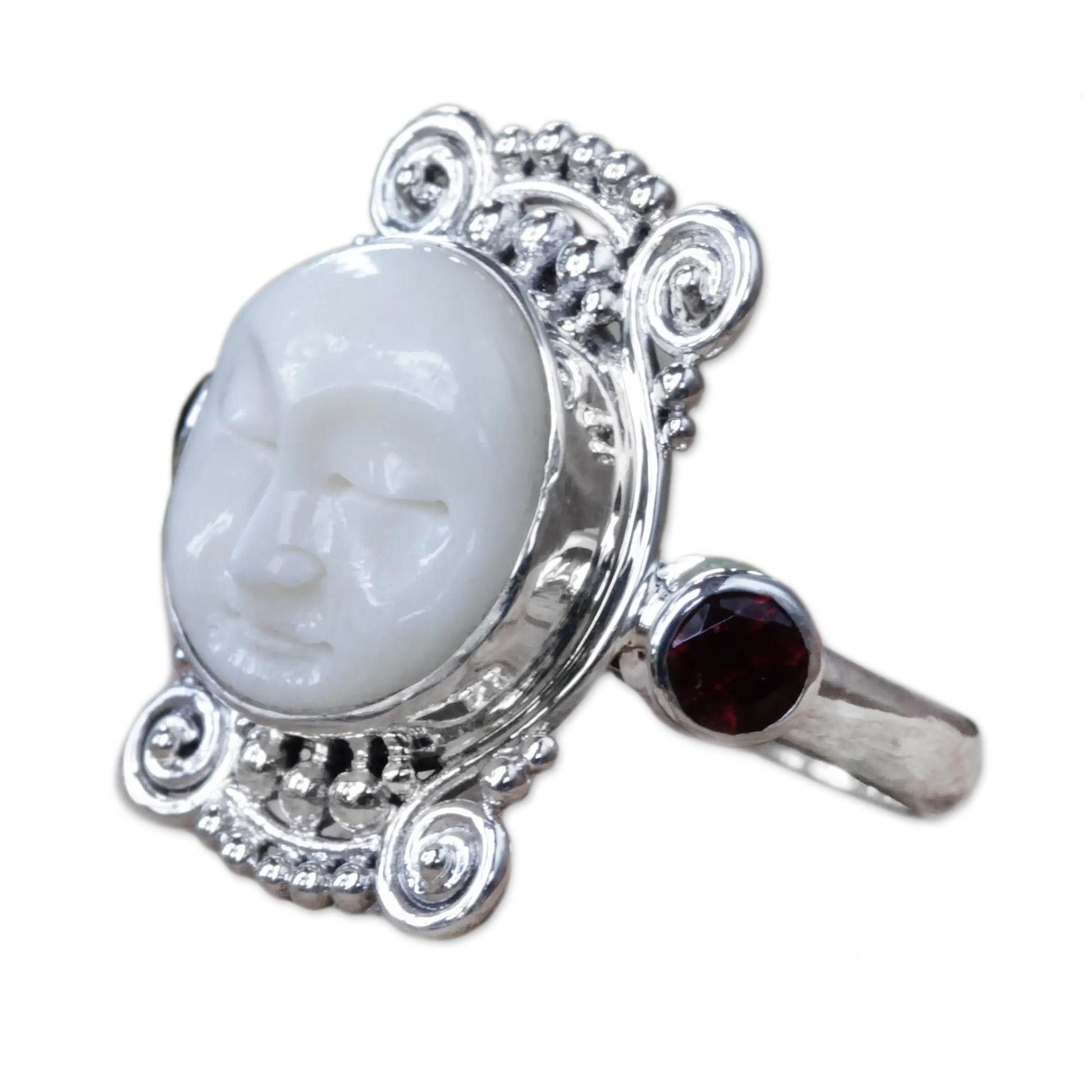 NOVICA - Moon's Dream Sterling Silver & Garnet Ring