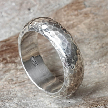 Moon Walker Hammered Silver Ring