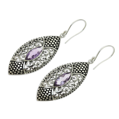 Elegant Origin Amethyst in Handcrafted Sterling Silver Earrings