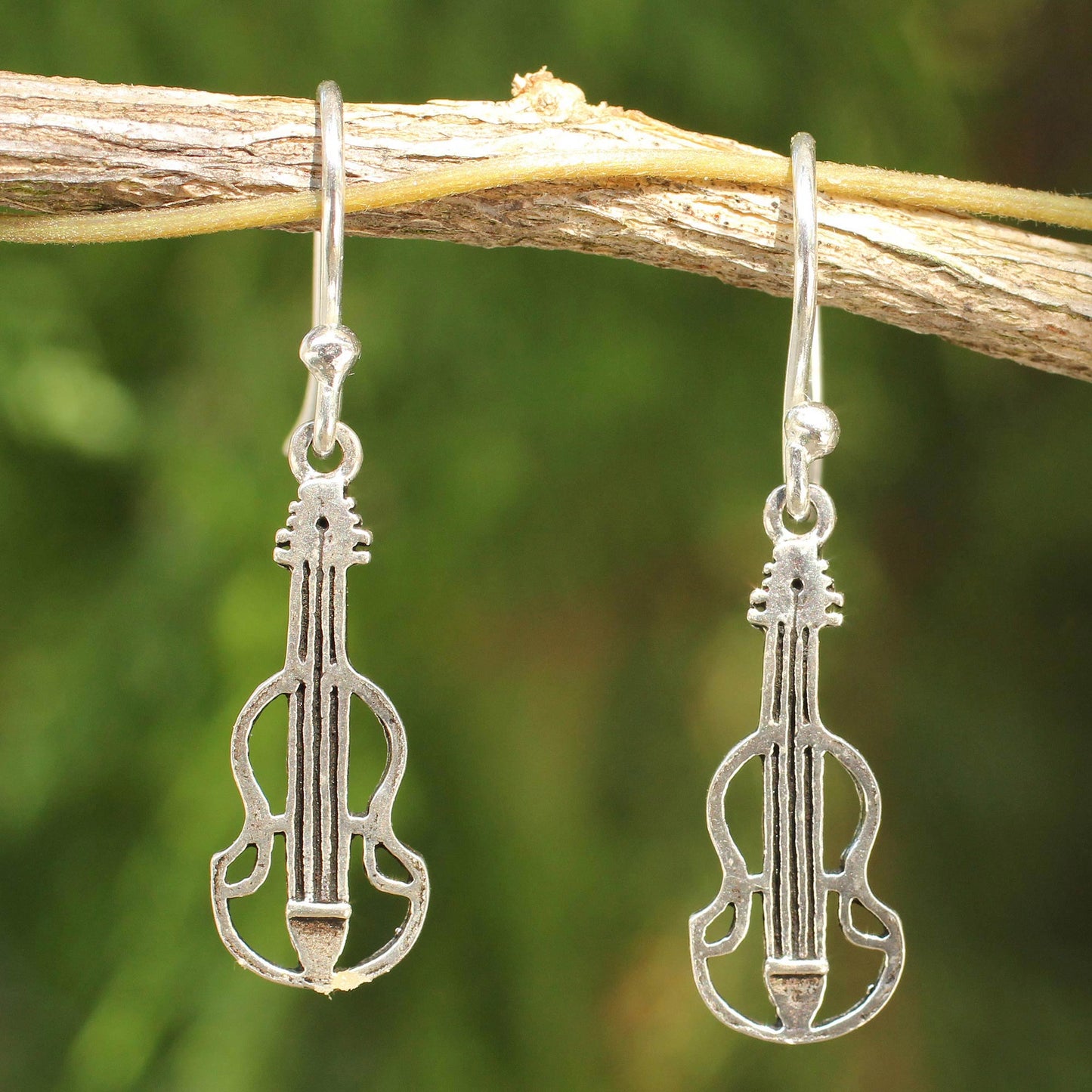 Thai Violin Music Theme Sterling Silver Earrings