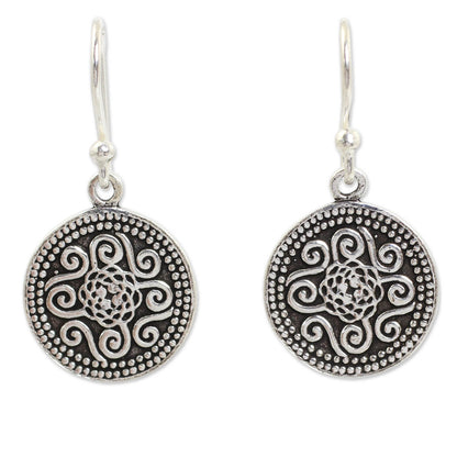 Mystical Medallion Unique Sterling Silver Dangle Earrings
