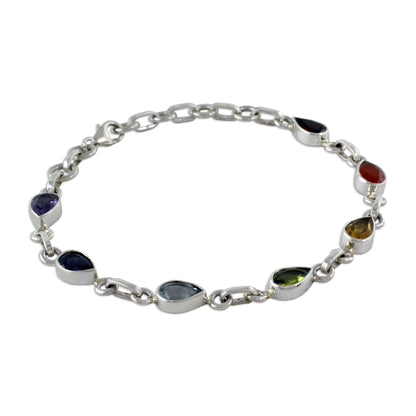 Inner Glow Sterling Silver Bracelet Multi Gemstone Chakra Jewelry