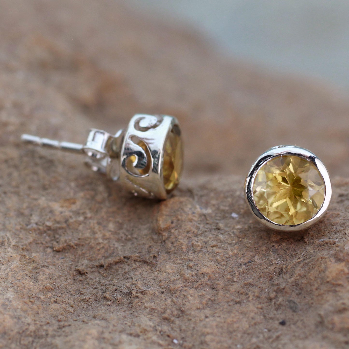 Spark of Life Citrine Stud Earrings