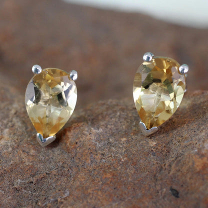 Devotion Citrine Silver Stud Earrings