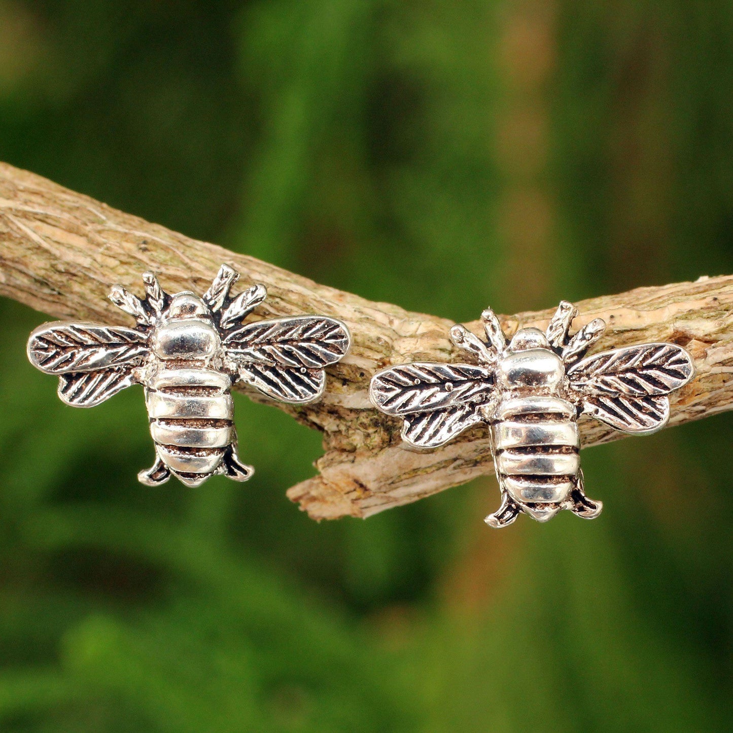 NOVICA - Sterling Silver Handmade Honeybee Earrings