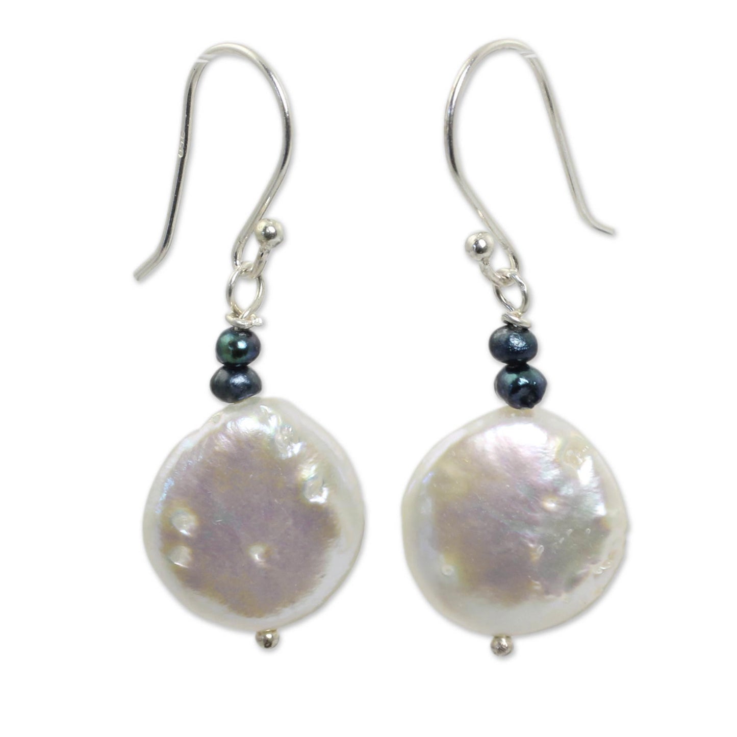 Lunar Horizon Dyed Pearl & Silver Dangle Earrings