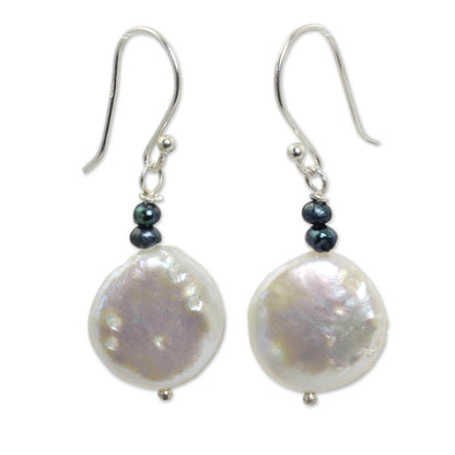 Lunar Horizon Dyed Pearl & Silver Dangle Earrings