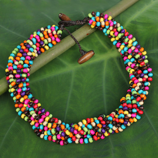 Trang Belle Multicolor Wood Beaded Artisan Crafted Necklace