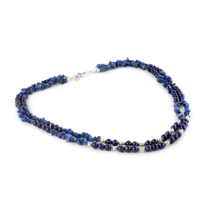 Blue Mystique Handcrafted Lapis Lazuli Double Strand Necklace