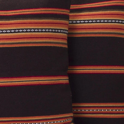 Quechua Girl Handwoven Brown and Orange Cushion Covers (Pair)