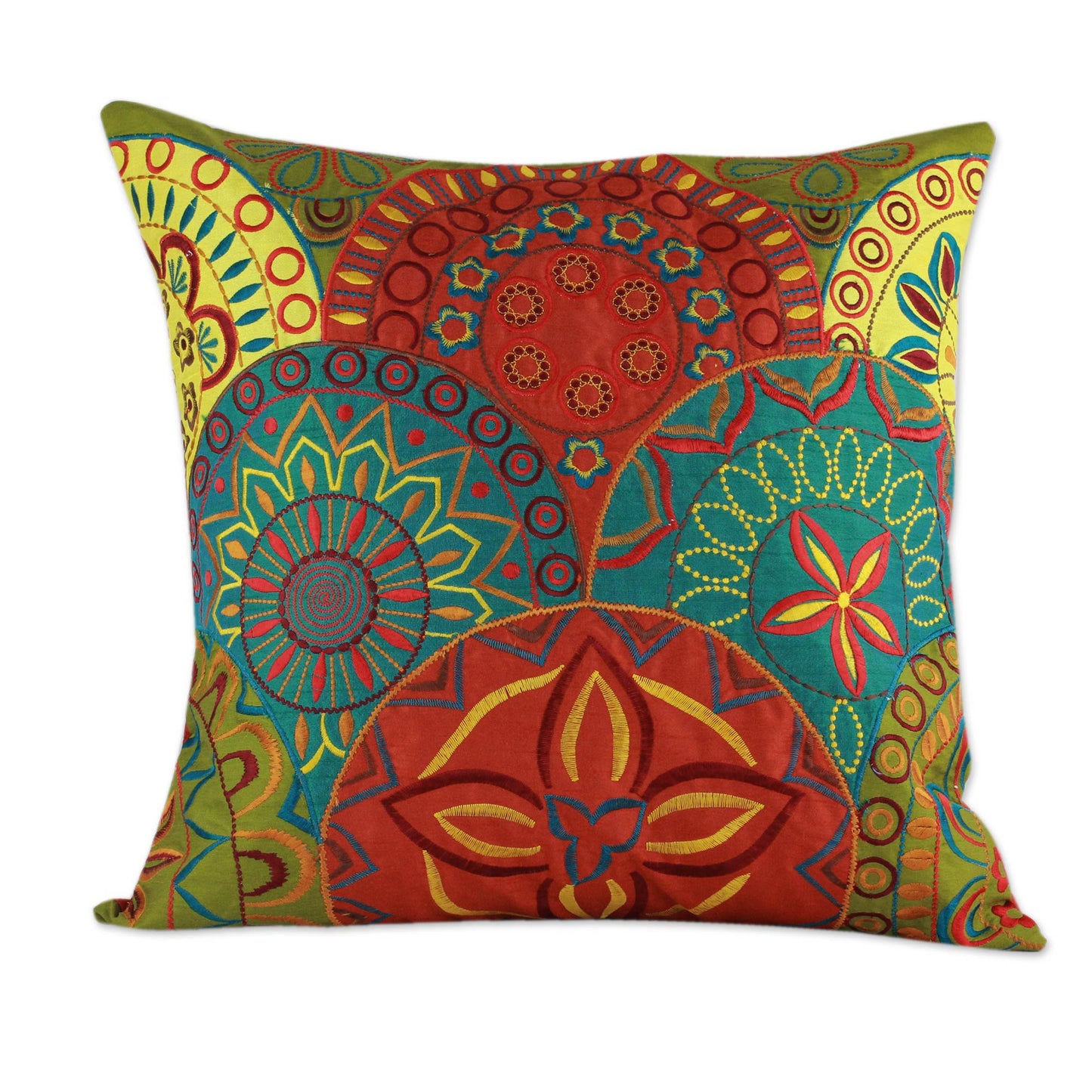 Glorious 2 Orange and Teal Embroidered Applique Cushion Covers
