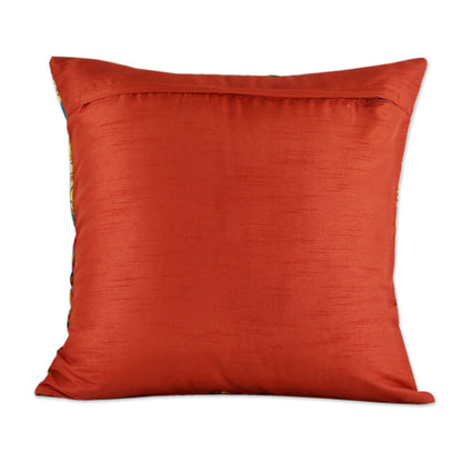 Glorious 2 Orange and Teal Embroidered Applique Cushion Covers