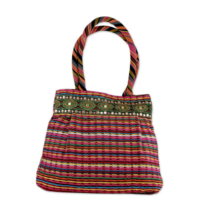 Dawn Rainbow Embellished Handcrafted Cotton Shoulder Bag
