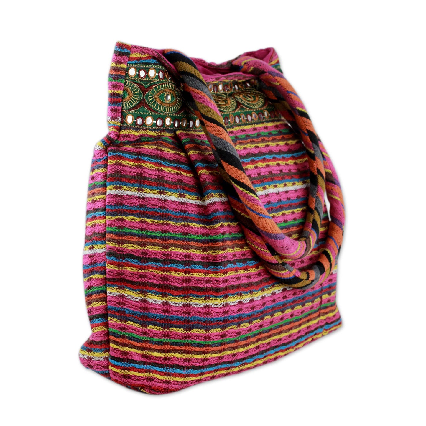 Dawn Rainbow Embellished Handcrafted Cotton Shoulder Bag