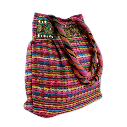 Dawn Rainbow Embellished Handcrafted Cotton Shoulder Bag