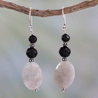 Midnight Mist Artisan Made Onyx and Labradorite Earrings