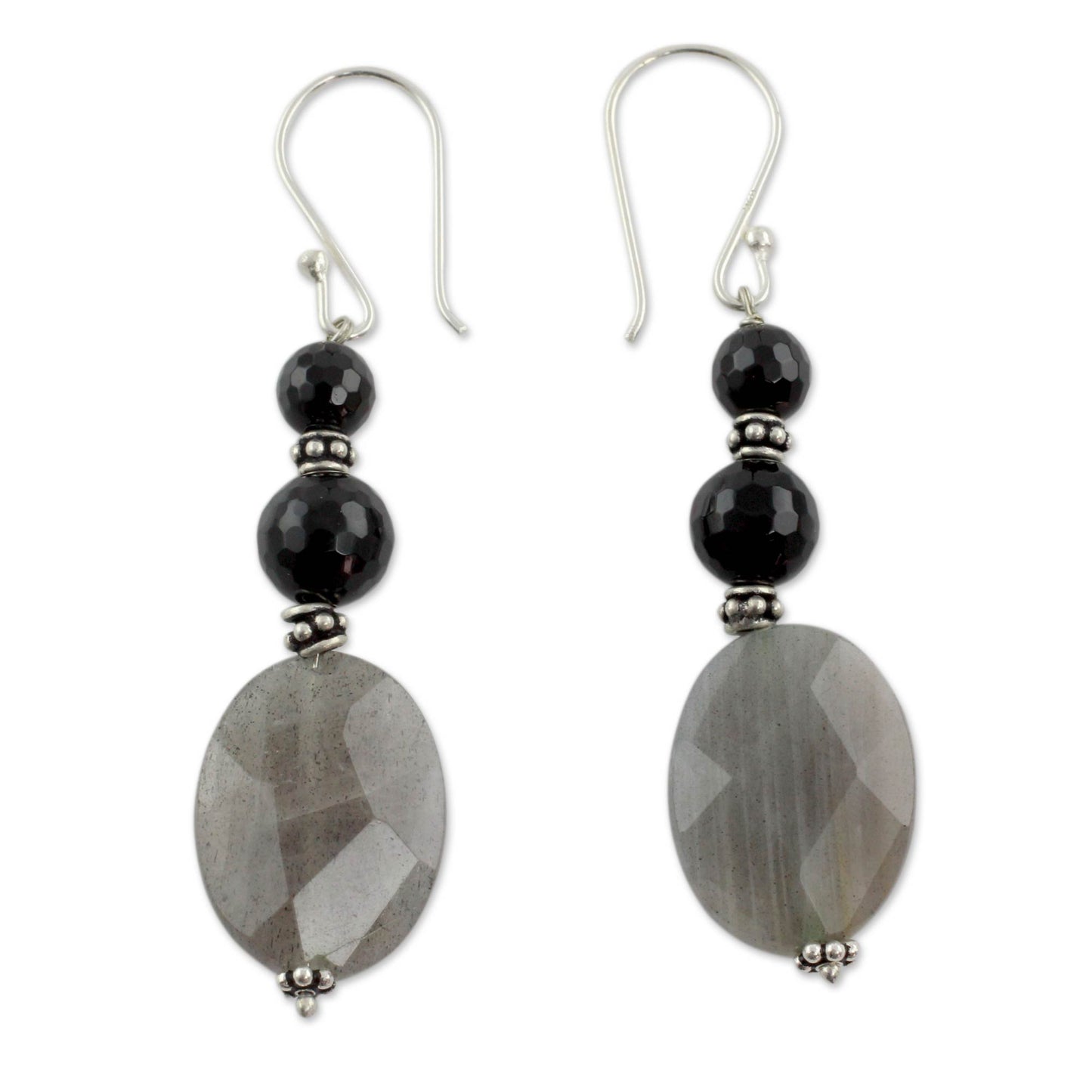 Midnight Mist Artisan Made Onyx and Labradorite Earrings