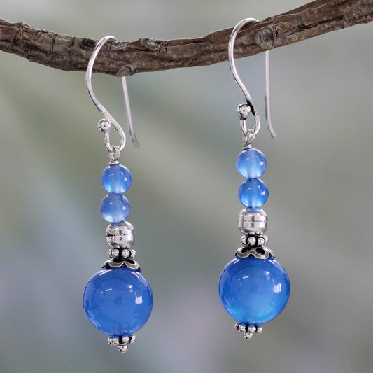 Blue Chalcedony Beaded Earrings