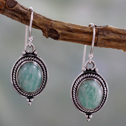 Jungle Charm Handcrafted Indian Earrings with Amazonite