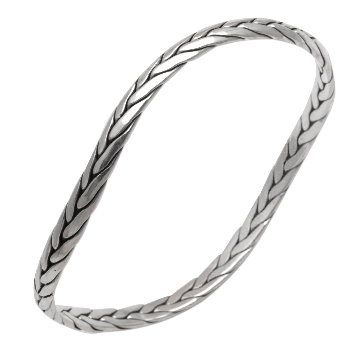 Braided Roundup Braided Round Sterling Silver Bangle Bracelet