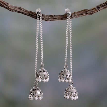 Wedding Bells Indian Sterling Silver Detachable Jhumki Earrings