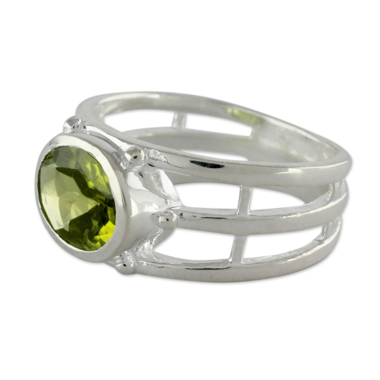 Forest Glow Peridot Ring Crafted of Sterling Silver