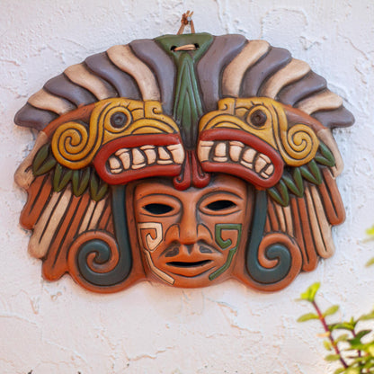 Quetzalcoatl in Teotihuacan Handcrafted Ceramic Mask from Teotihuacan