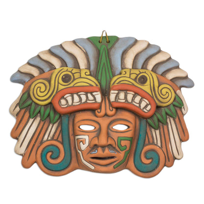 Quetzalcoatl in Teotihuacan Handcrafted Ceramic Mask from Teotihuacan