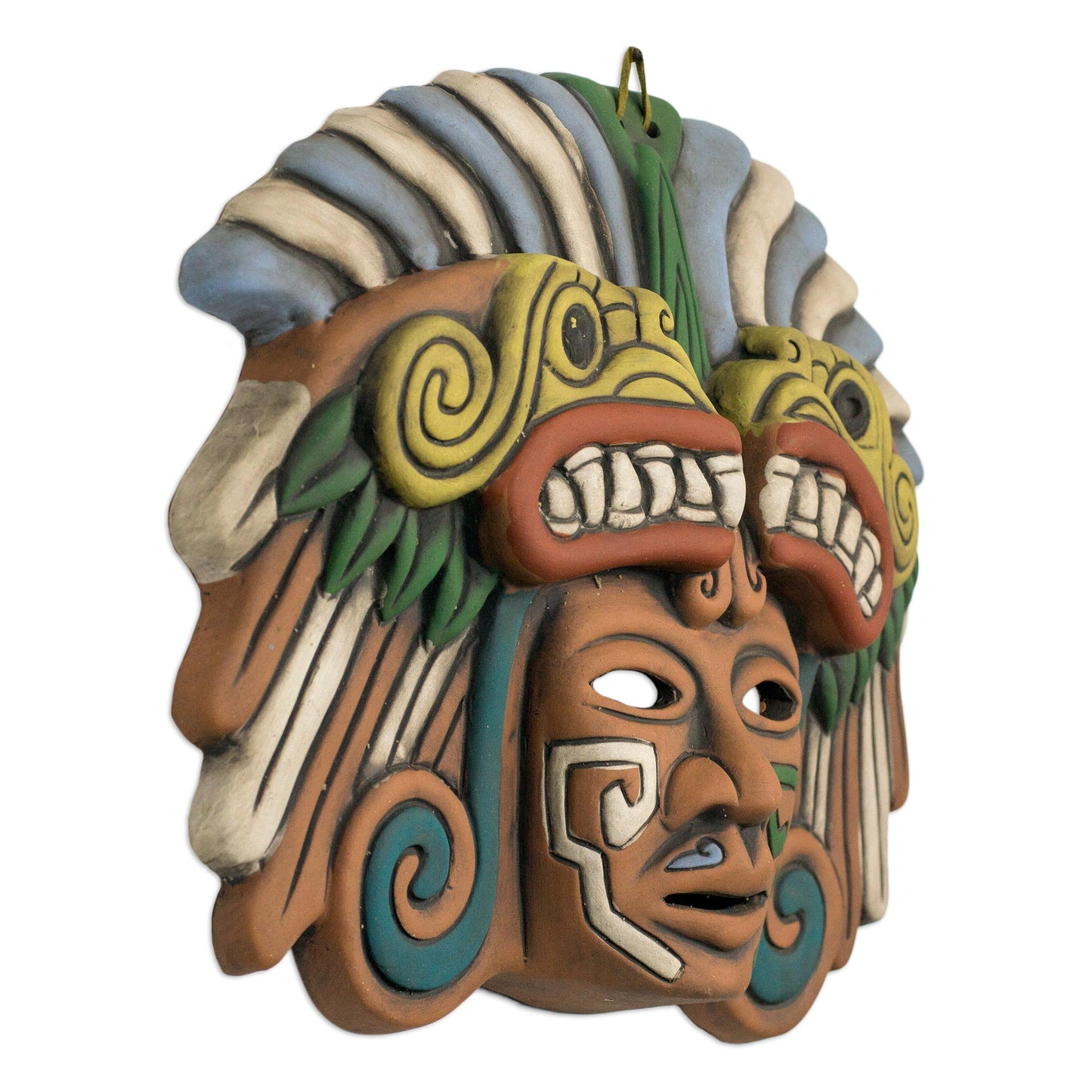 Quetzalcoatl in Teotihuacan Handcrafted Ceramic Mask from Teotihuacan