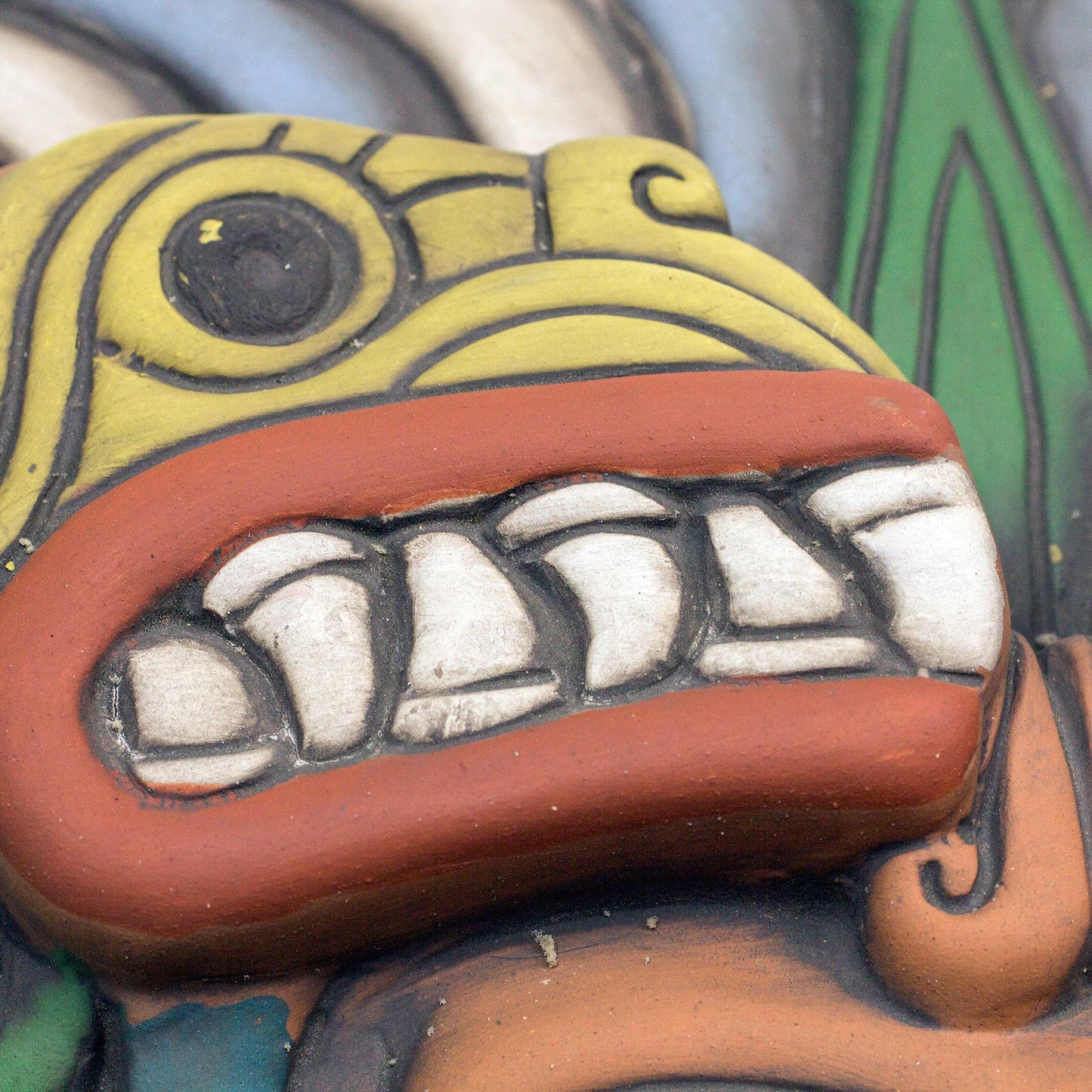 Quetzalcoatl in Teotihuacan Handcrafted Ceramic Mask from Teotihuacan