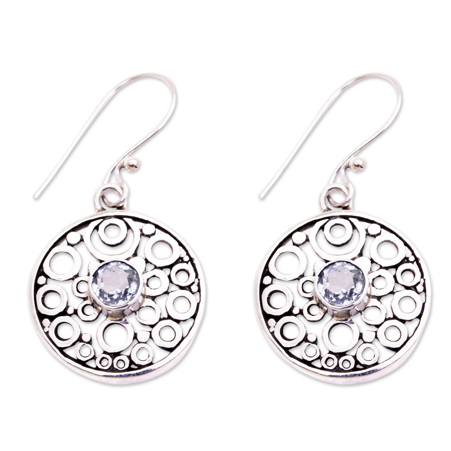 Foamy Surf Balinese Blue Topaz Dangle Earrings