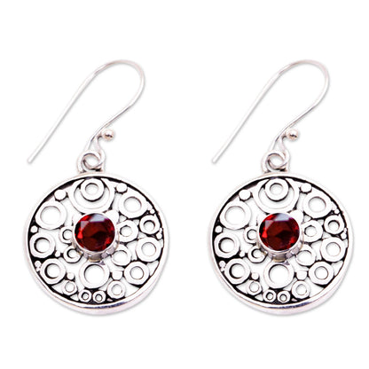 Foamy Surf Balinese Garnet Dangle Earrings