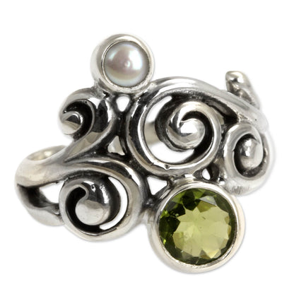 Cloud Song Peridot & Pearl Cocktail Ring