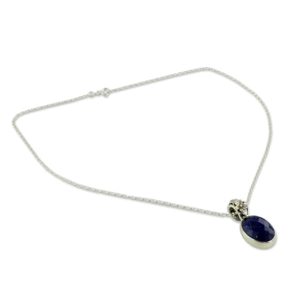 Floral Facets Artisan Made Silver and Lapis Necklace