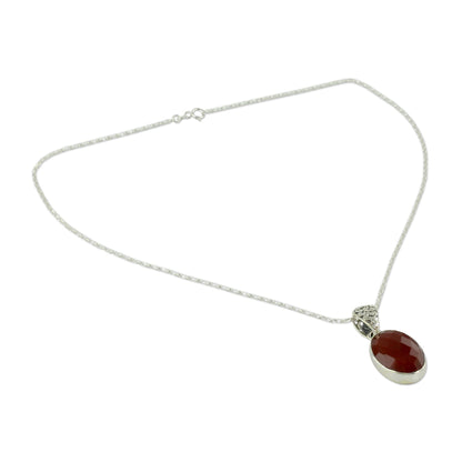 Radiant Facets Artisan Made Silver and Carnelian Necklace