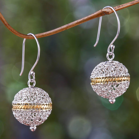 Shining Lantern Sterling Silver and Gold Accent Dangle Earrings