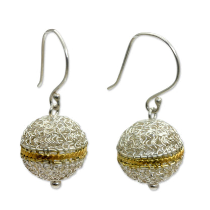 Shining Lantern Sterling Silver and Gold Accent Dangle Earrings